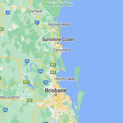 Map showing location of Bribie Island (-26.950560, 153.124180)