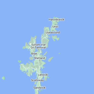 Map showing location of Burra Voe (60.500000, -1.050000)
