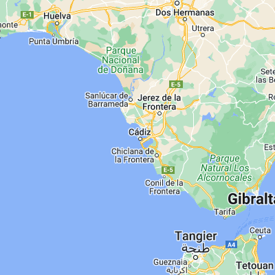 Map showing location of Cadiz (36.533610, -6.299440)