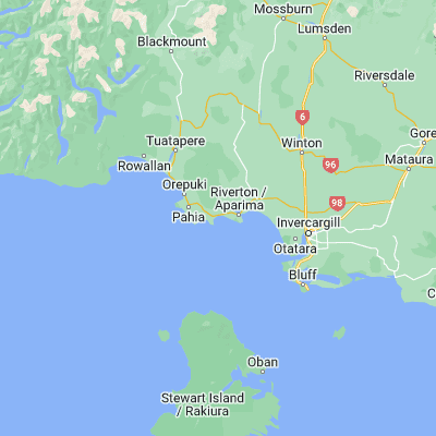 Map showing location of Colac Bay/Oraka (-46.368420, 167.900080)