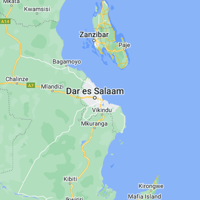 Map showing location of Dar es Salaam (-6.823490, 39.269510)