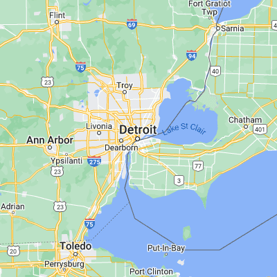 Map showing location of Detroit (42.331430, -83.045750)