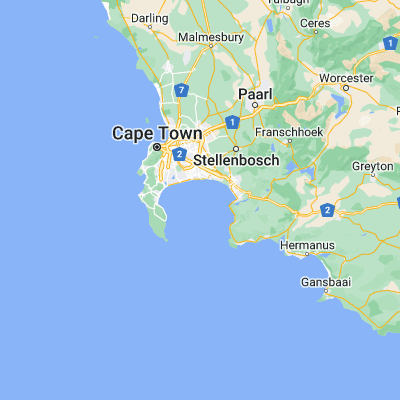 Map showing location of False Bay (-34.172860, 18.664430)