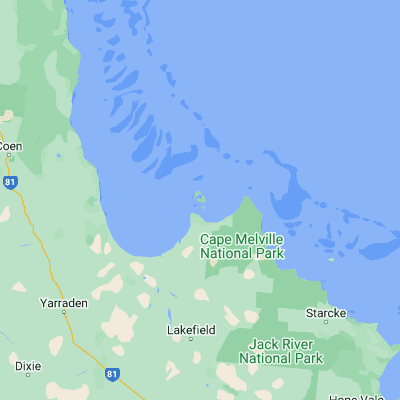 Map showing location of Flinders Island (-14.180030, 144.259600)
