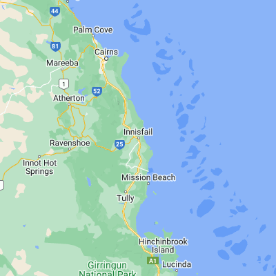 Map showing location of Innisfail (-17.522090, 146.031020)