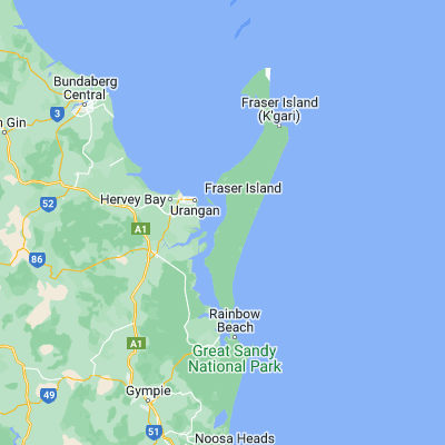 Map showing location of Kingfisher Bay (-25.391430, 153.029420)