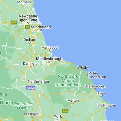 Map showing location of Marske-by-the-Sea (54.591470, -1.019590)