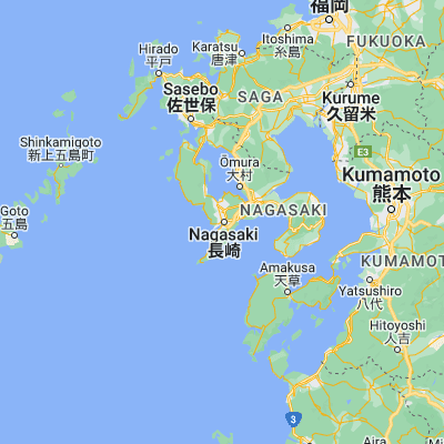 Map showing location of Nagasaki-shi (32.744720, 129.873610)