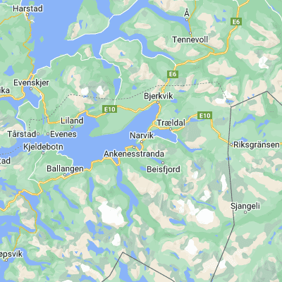 Map showing location of Narvik (68.438380, 17.427200)