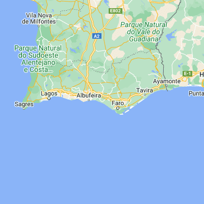 Map showing location of Quarteira (37.069460, -8.100640)
