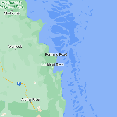 Map showing location of Restoration Island (-12.619450, 143.446940)