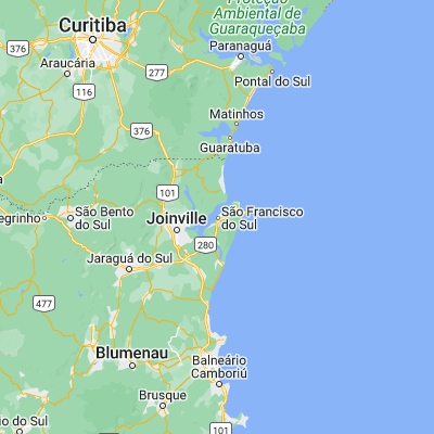 Map showing location of São Francisco do Sul (-26.243330, -48.638060)