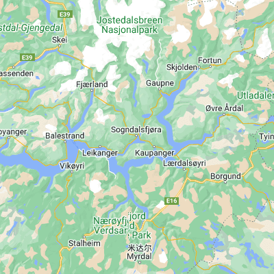 Map showing location of Sogndalsfjøra (61.225750, 7.101780)
