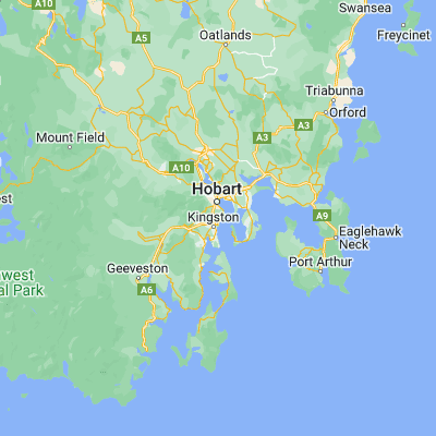 Map showing location of Taroona (-42.950000, 147.333330)