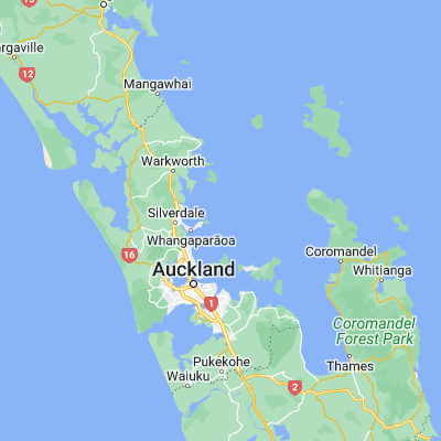 Map showing location of Tiritiri Matangi Island (-36.600960, 174.890550)