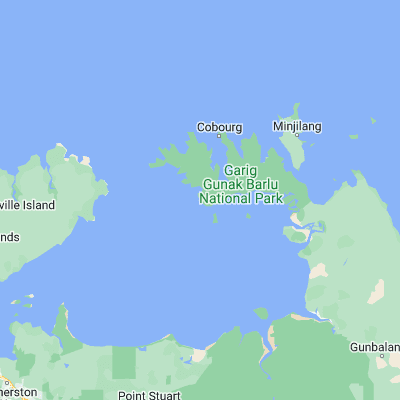Map showing location of Two Hills Bay (-11.500000, 132.050000)