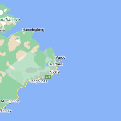 Map showing location of Vardø (70.370480, 31.110660)