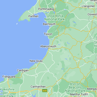 Map showing location of Aberystwyth (52.415480, -4.082920)