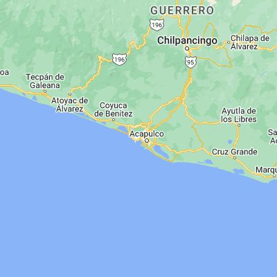 Map showing location of Acapulco (16.863360, -99.890100)