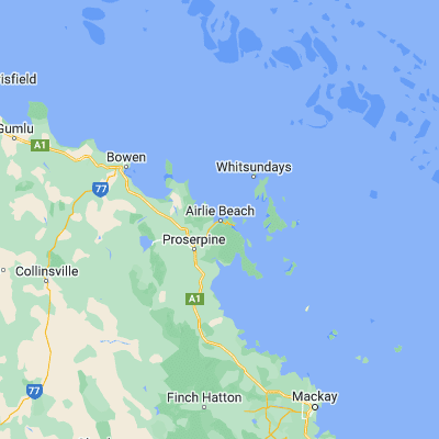 Map showing location of Airlie Beach (-20.267510, 148.714710)