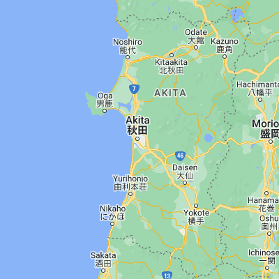Map showing location of Akita (39.716670, 140.116670)