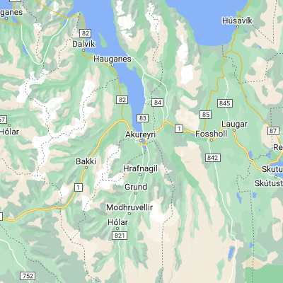 Map showing location of Akureyri (65.683530, -18.087800)