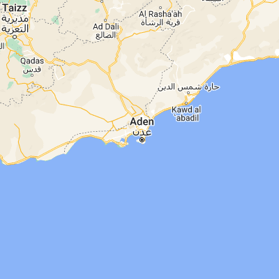 Map showing location of Al Ma‘allā’ (12.789870, 45.002440)