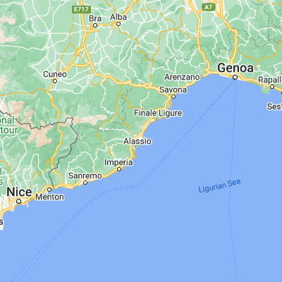 Map showing location of Albenga (44.049970, 8.218290)