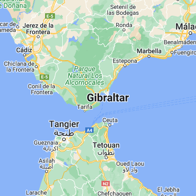 Map showing location of Algeciras (36.133260, -5.450510)