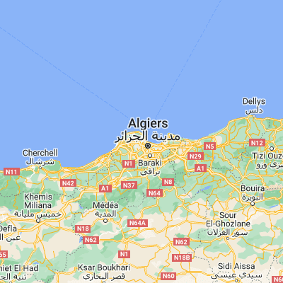 Map showing location of Algiers (36.752500, 3.041970)