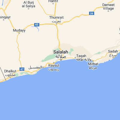 Map showing location of Şalālah (17.015050, 54.092370)