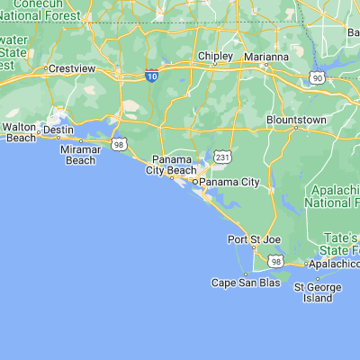 Map showing location of Alligator Bayou (30.171310, -85.754650)
