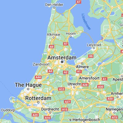 Map showing location of Amsterdam (52.374030, 4.889690)