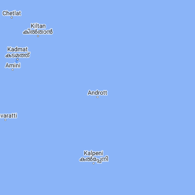 Map showing location of Andrōth Island (10.811720, 73.675690)