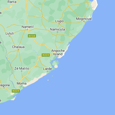 Map showing location of Angoche (Porto de) (-16.232500, 39.908610)