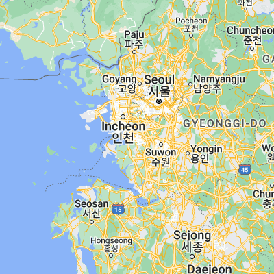 Map showing location of Ansan (37.323610, 126.821940)