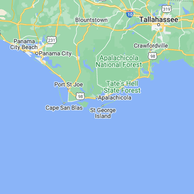 Map showing location of Apalachicola (29.725770, -84.983240)