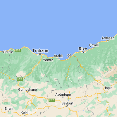 Map showing location of Araklı (40.938540, 40.058420)