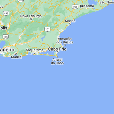 Map showing location of Arraial do Cabo (-22.966110, -42.027780)