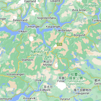 Map showing location of Aurlandsvangen (60.908140, 7.189770)