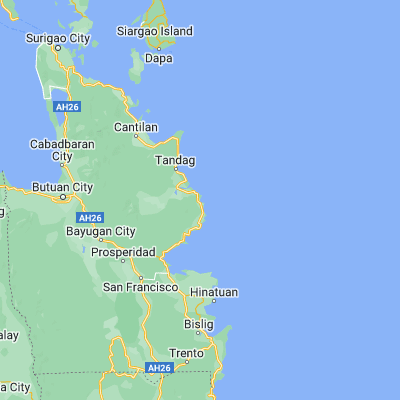 Map showing location of Bacolod (8.931670, 126.289440)