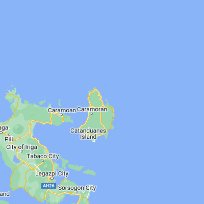Map showing location of Bagamanoc (13.941000, 124.287800)