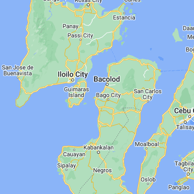 Map showing location of Bago City (10.533330, 122.833330)