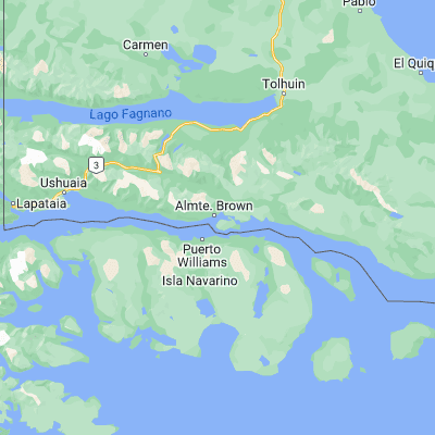 Map showing location of Bahía Almirante Brown (-54.870480, -67.524380)