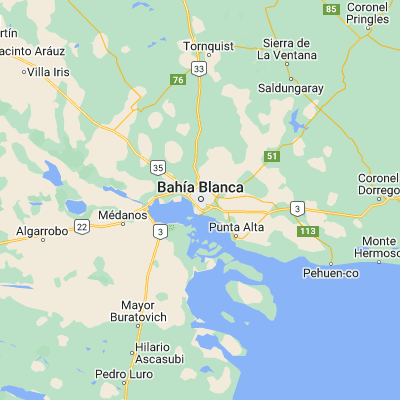 Map showing location of Bahía Blanca (-38.719590, -62.272430)