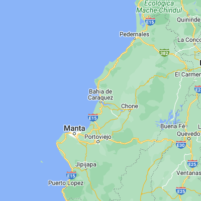 Map showing location of Bahía de Caráquez (-0.600000, -80.416670)