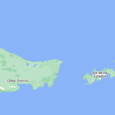 Map showing location of Bahía Thetis (-54.616670, -65.233330)
