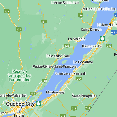 Map showing location of Baie-Saint-Paul (47.441090, -70.498580)