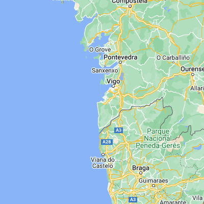 Map showing location of Baiona (42.116670, -8.850000)