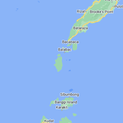 Map showing location of Balabac (7.986800, 117.064500)